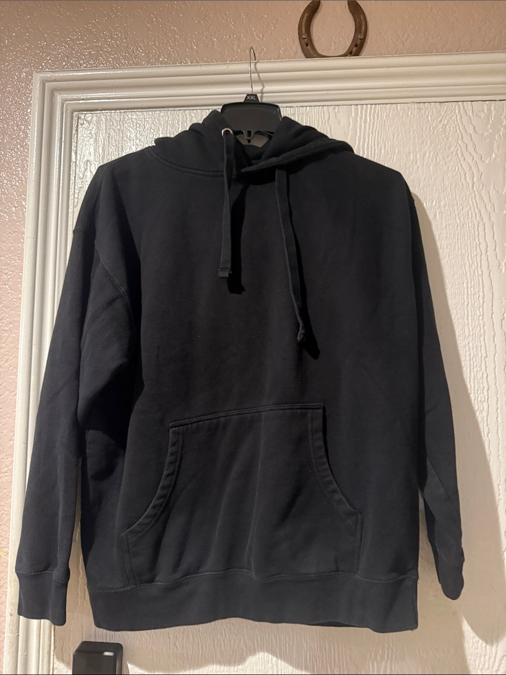 Men's Black Pullover Hoodie with Kangaroo Pocket